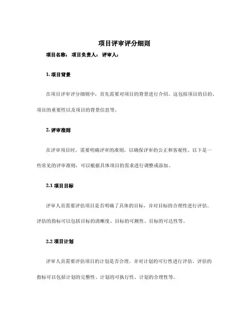 项目评审评分细则