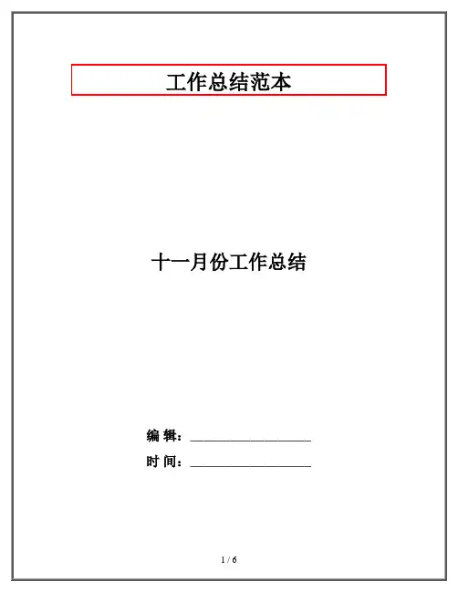 十一月份工作总结