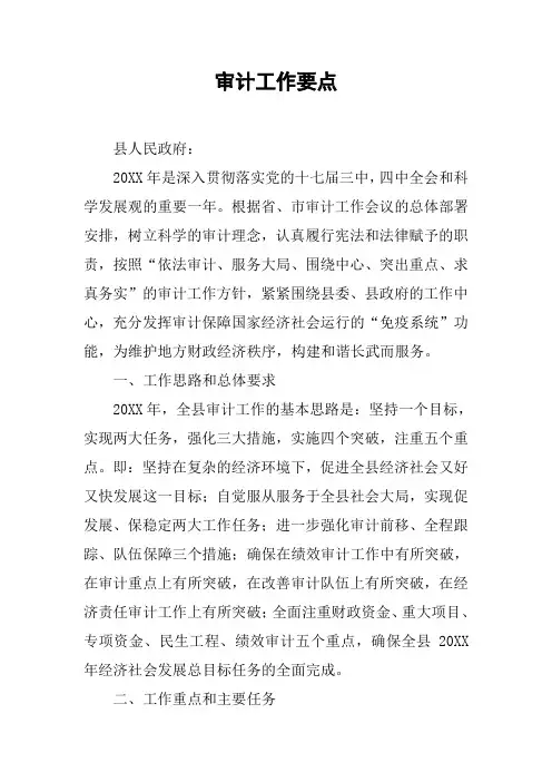 审计工作要点