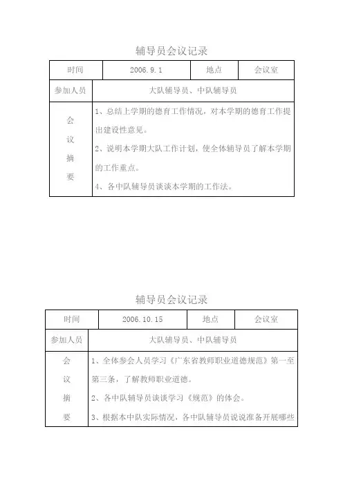 辅导员会议记录