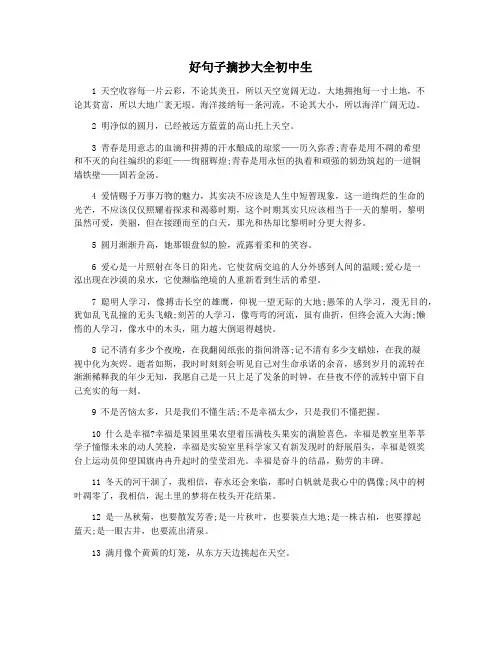 好句子摘抄大全初中生