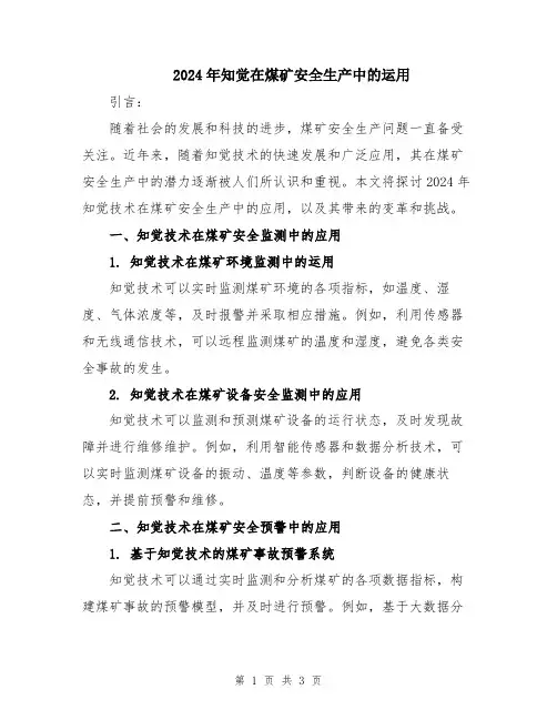 2024年知觉在煤矿安全生产中的运用