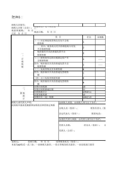 增值税纳税申报表(适用小规模纳税人)