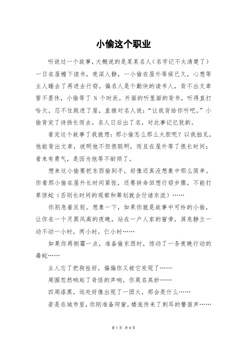 小偷这个职业_高三作文
