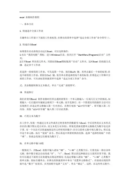 excel 表格制作教程