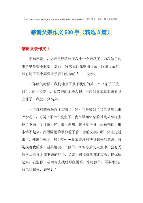 感谢父亲作文500字(精选3篇)