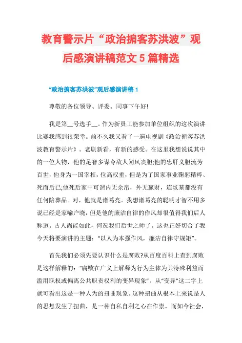 教育警示片“政治掮客苏洪波”观后感演讲稿范文5篇精选