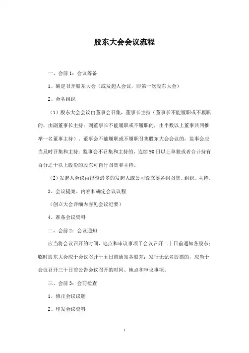 股东大会会议流程