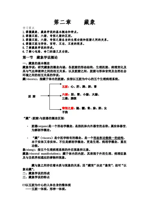 中医基础理论总结-第二章 藏象