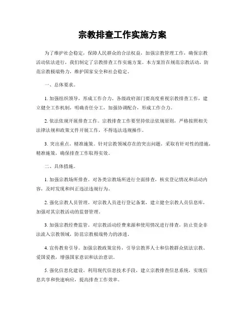 宗教排查工作实施方案