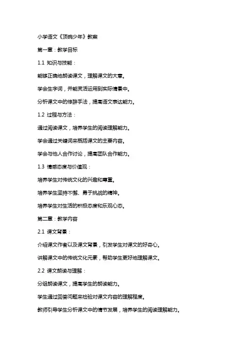 小学语文《顶碗少年》教案