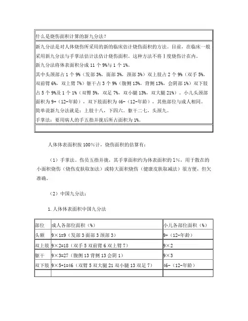烧伤等级九分法