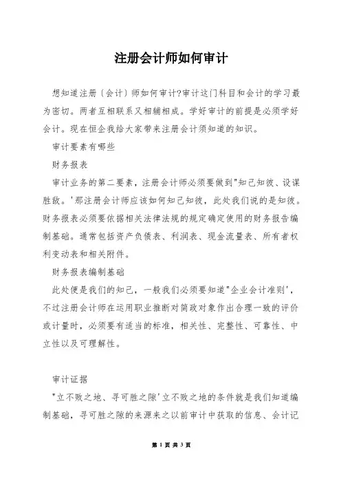 注册会计师如何审计