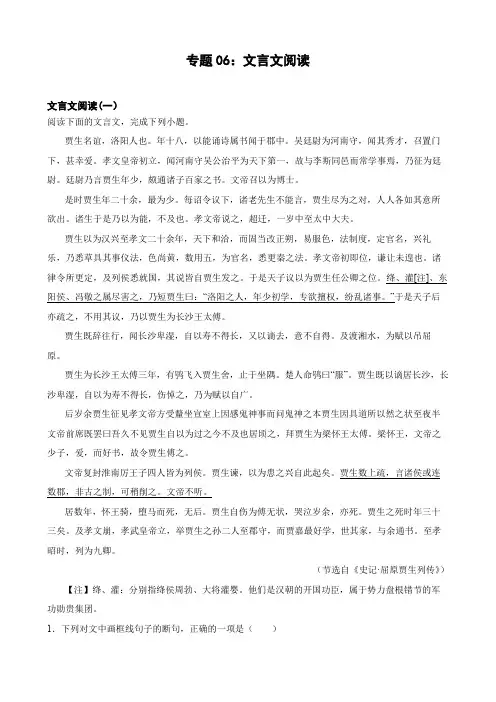 专题06：文言文阅读备战-备战2025年高考语文一轮复习题型狂刷(全国通用)原卷版