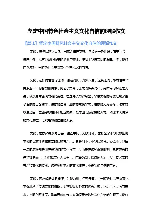 坚定中国特色社会主义文化自信的理解作文