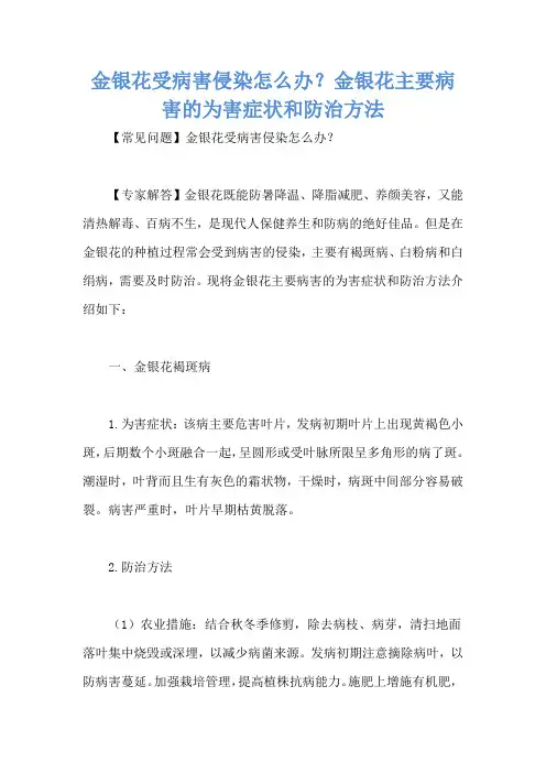 金银花受病害侵染怎么办？金银花主要病害的为害症状和防治方法