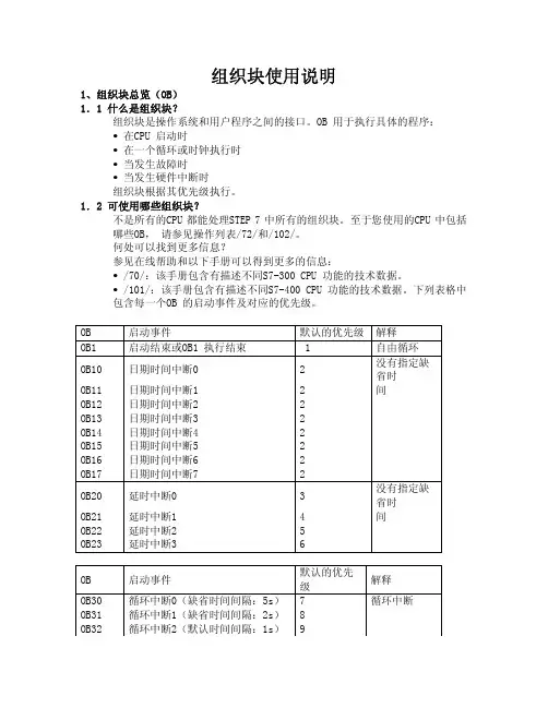 西门子OB块使用说明