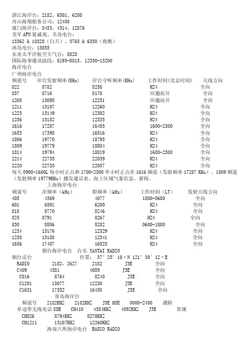 单边带电台频率