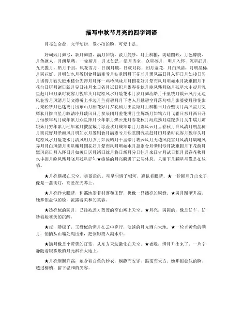 描写中秋节月亮的四字词语