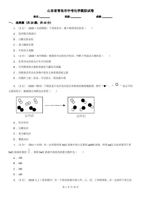 山东省青岛市中考化学模拟试卷
