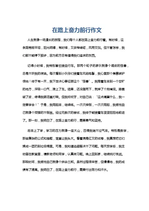 在路上奋力前行作文