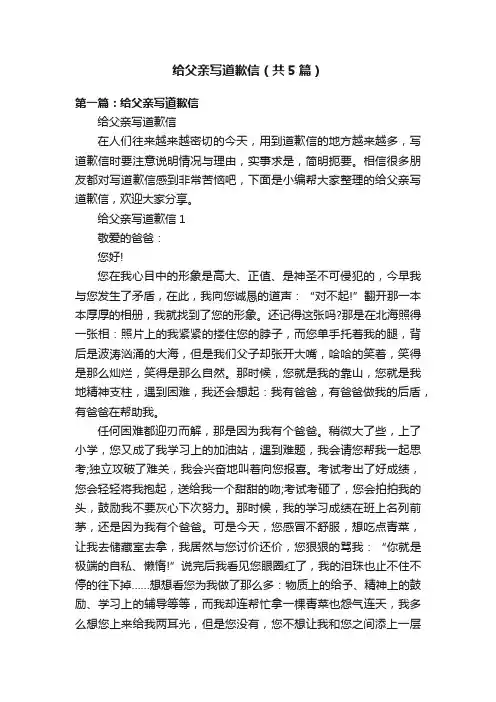 给父亲写道歉信（共5篇）