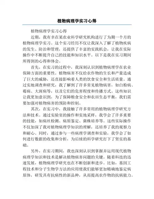 植物病理学实习心得