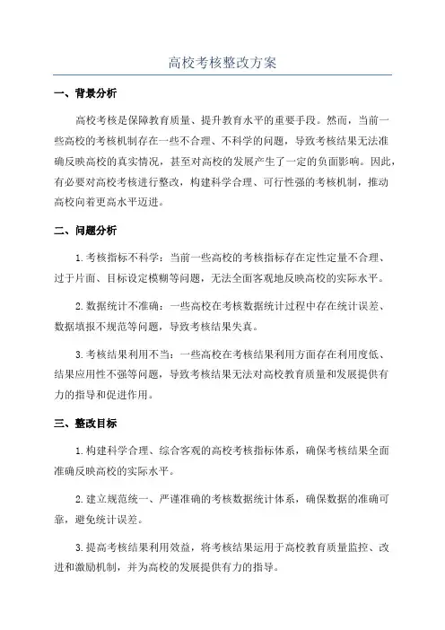 高校考核整改方案