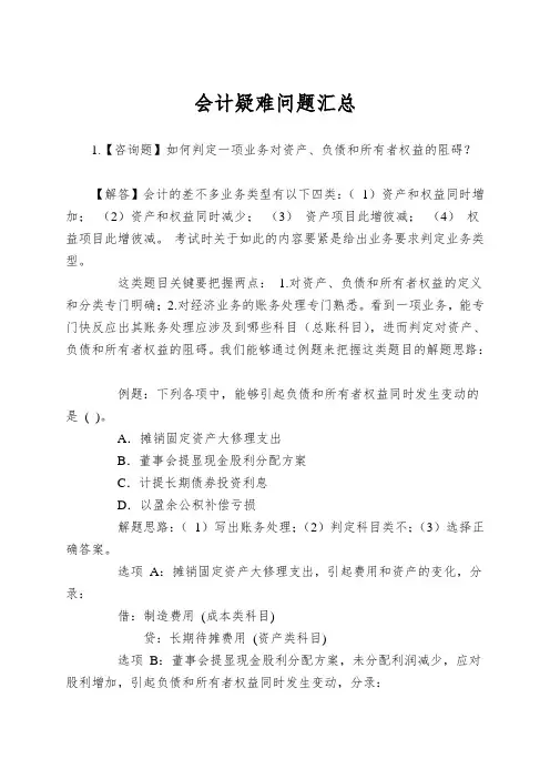 会计疑难问题汇总