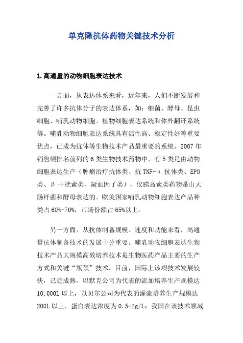 单克隆抗体药物关键技术分析