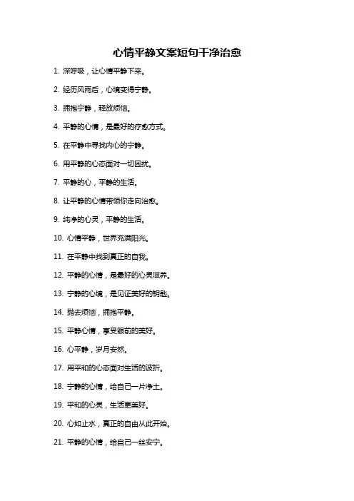 心情平静文案短句干净治愈