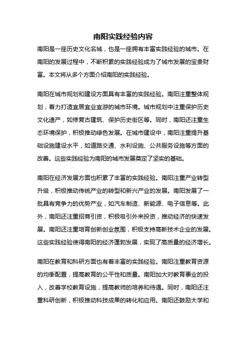 南阳实践经验内容