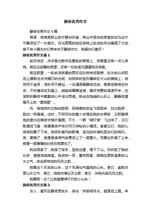 静夜优秀作文4篇