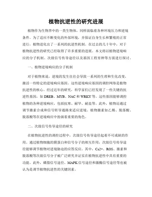 植物抗逆性的研究进展