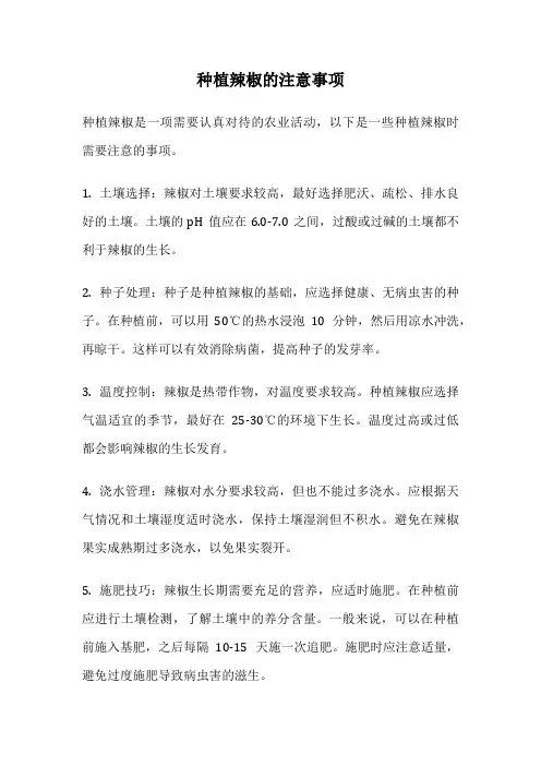 种植辣椒的注意事项
