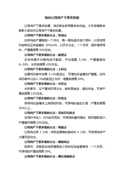 如何让母鸡产下更多的蛋