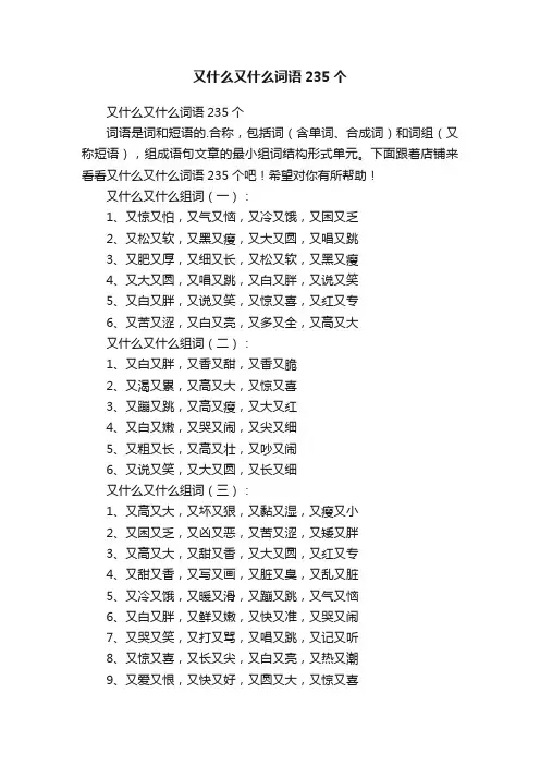 又什么又什么词语235个