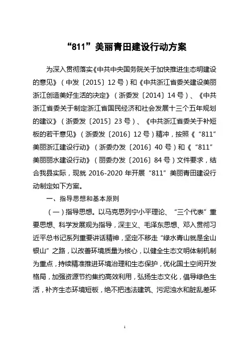 811美丽青田建设行动方案