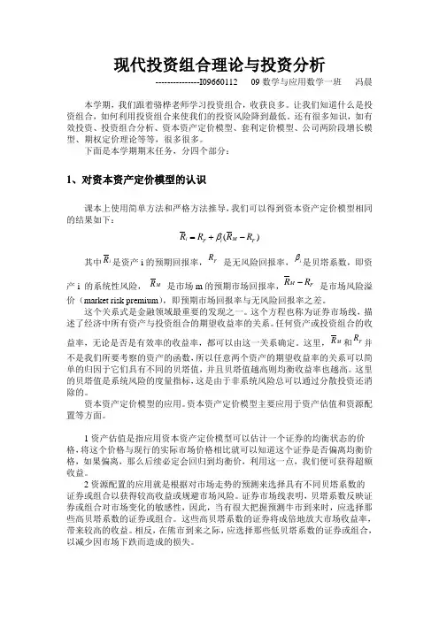 现代投资组合理论与投资分析