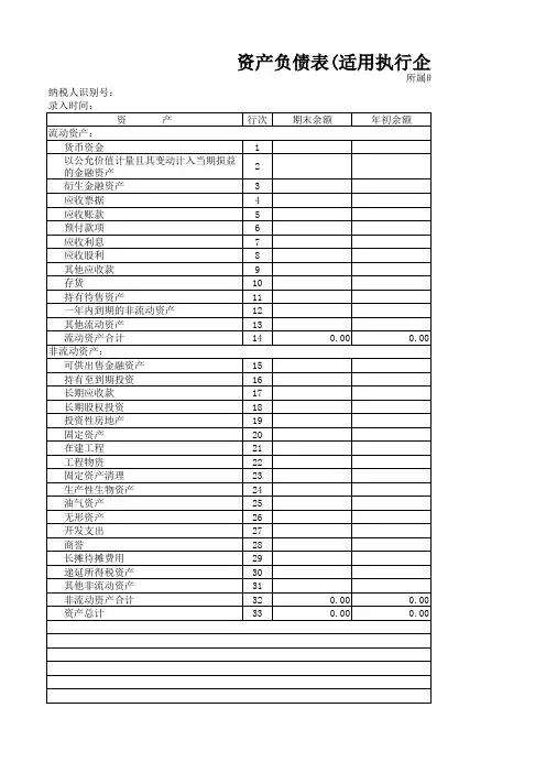 企业会计准则(一般企业)财务报表