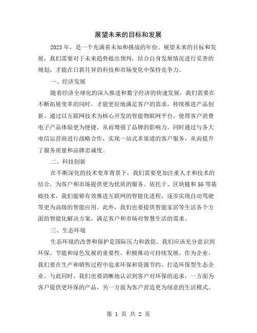 展望未来的目标和发展