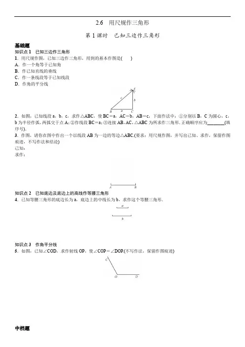 湘教版八年级数学上册练习 2.6第1课时 已知三边作三角形