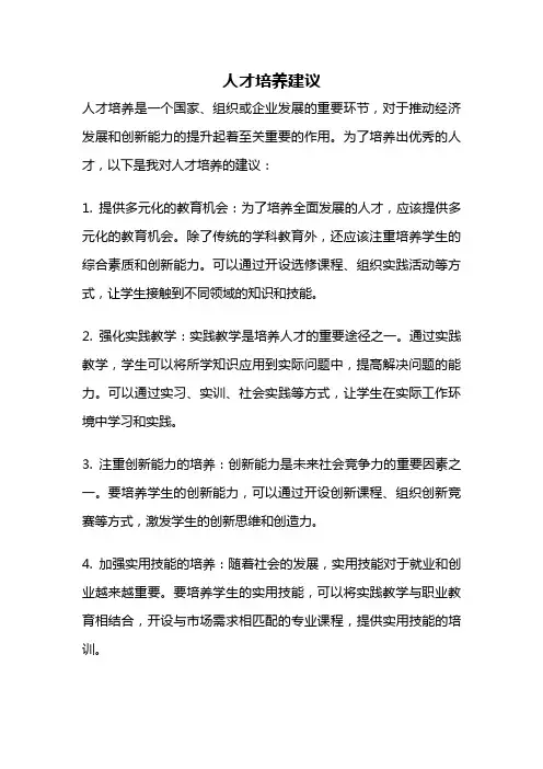 人才培养建议