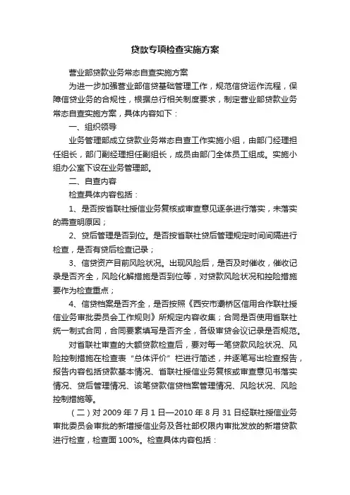 贷款专项检查实施方案
