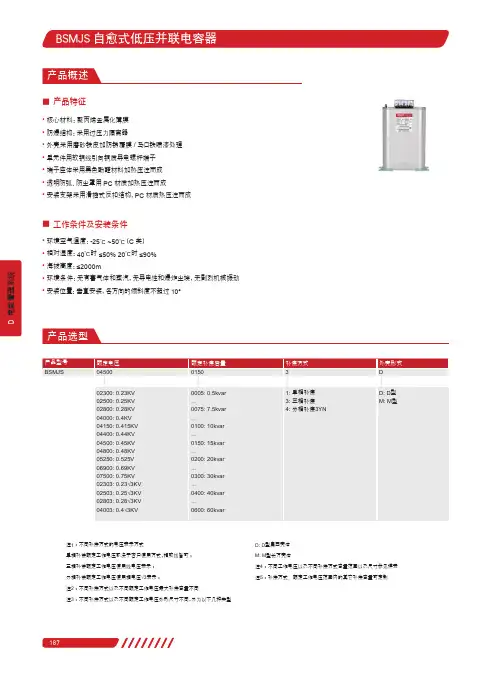 德力西 BSMJS自愈式低压并联电容器 产品说明书