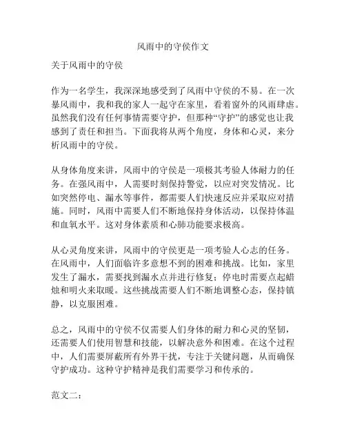 风雨中的守侯作文