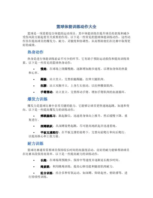 篮球体能训练动作大全