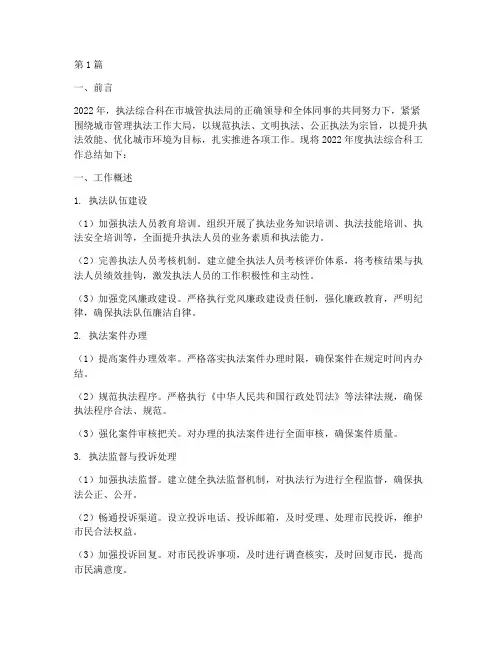 执法综合科年度总结(3篇)