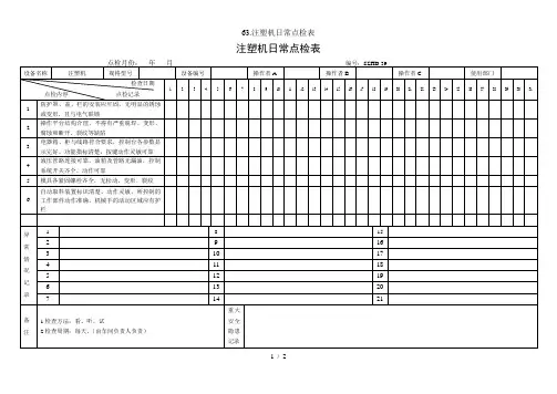 63.注塑机日常点检表