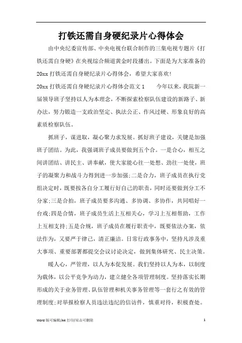 打铁还需自身硬纪录片心得体会(精编版)